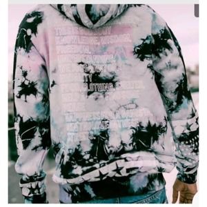 Pyer Moss Made in America Festival White Tie Dye Hoodie Men Sweatshirt Size L